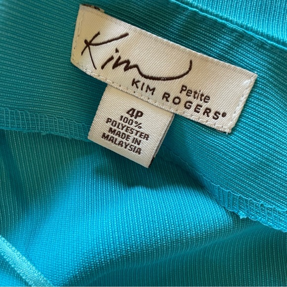 Kim Rogers aqua blue & white 2pc jacket dress 4 petite NWT - Picture 13 of 16